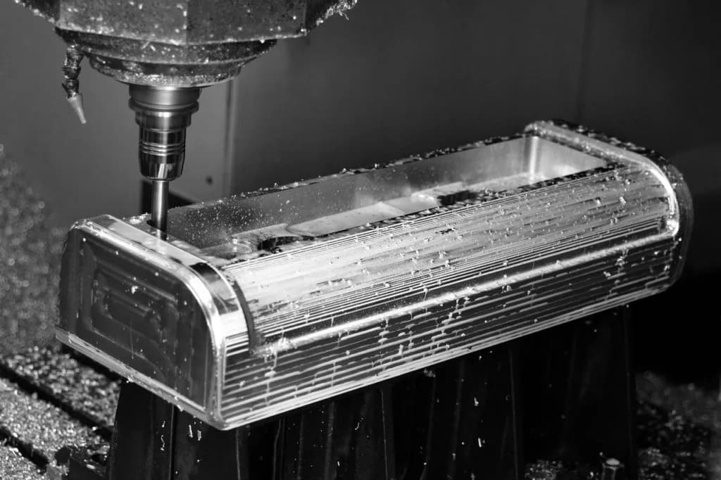 CNC machine cutting a clear plastic component with high precision
