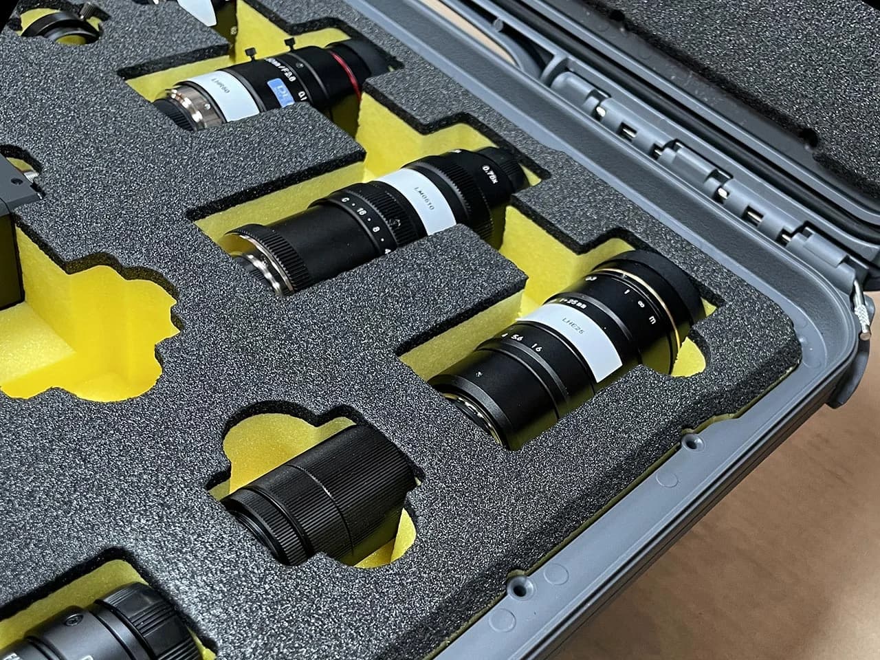 Custom foam insert case for camera lenses