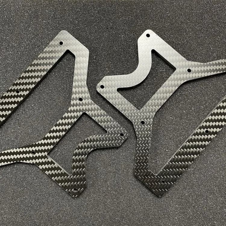 Carbon fiber cut bracket parts on textured foam