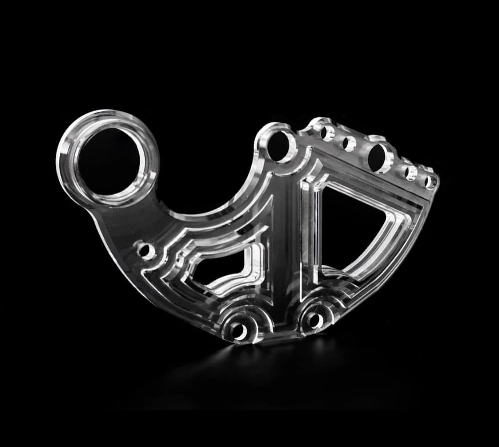 Clear precision-machined plastic component